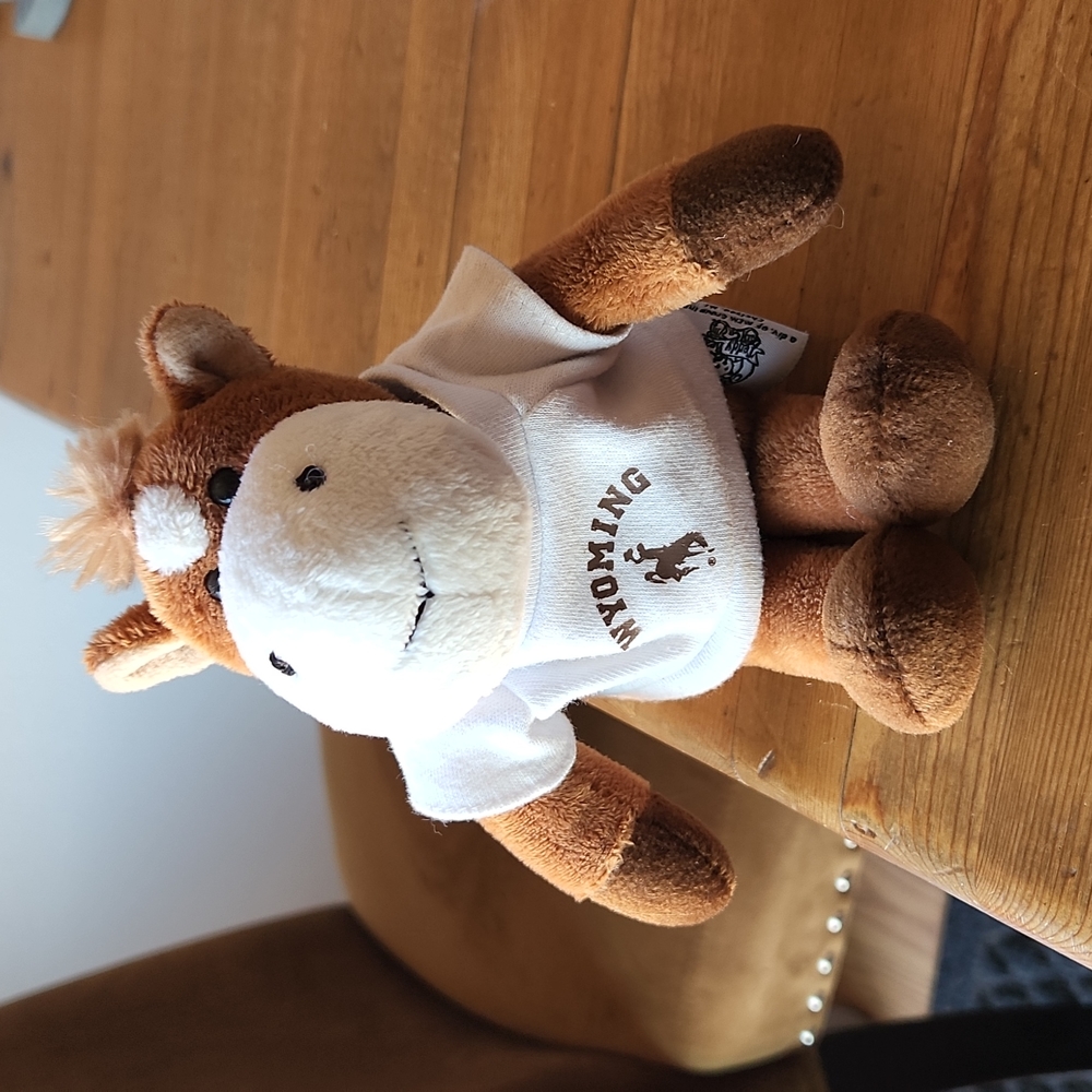 University of Wyoming ""Rainbow" Plush 9" Horse w/T-Shirt EUC